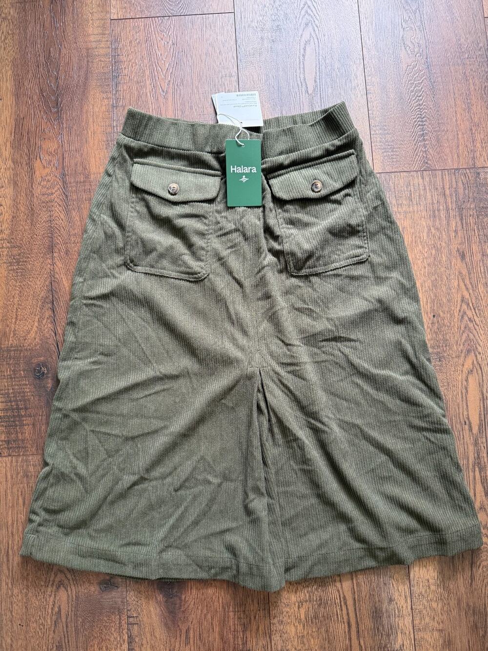Halara Olive Green Corduroy Midi Skirt Small NWT